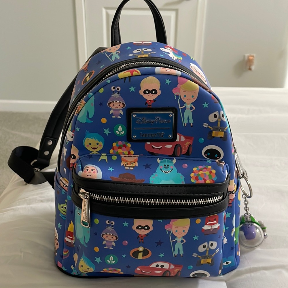 Disney Parks World Of Pixar Loungefly Mini Backpack bag Cars Toy Story Wall-E Up